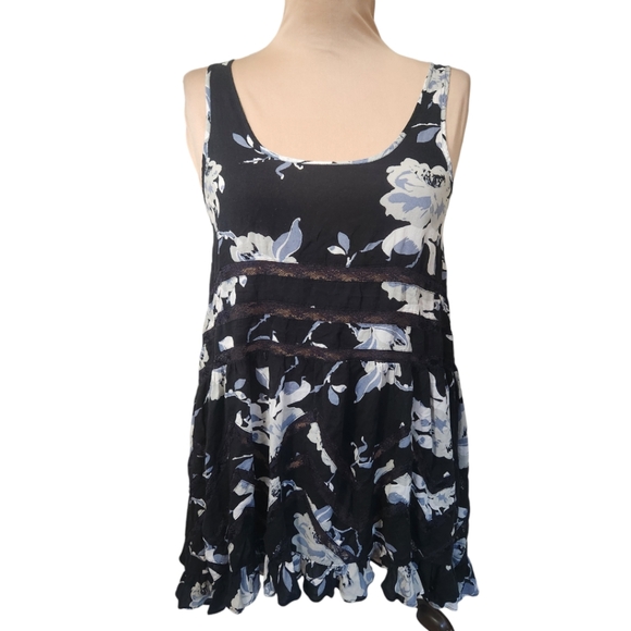 FREE PEOPLE "Voile and Lace" Floral Print Trapeze Dress - Size XS - Picture 5 of 14